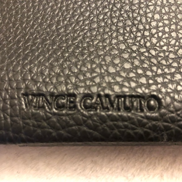 Vince Camuto Black Large Tote with Grey Stripe Beveled Faux Leather (New!) - Picture 3 of 9